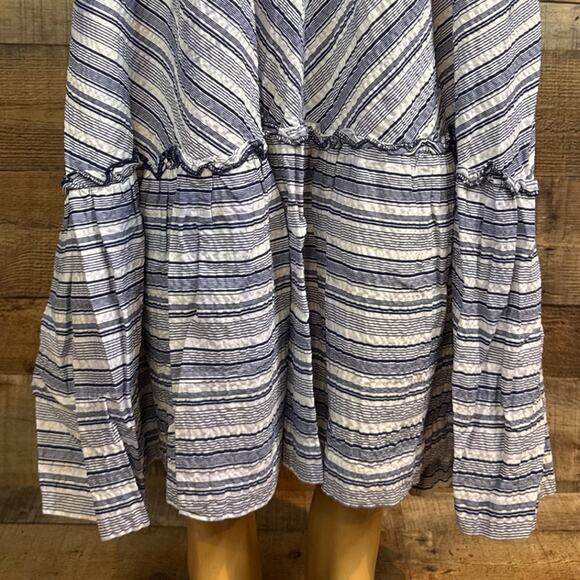 Vintage Jody T of California White Blue Prairie Smocked Gunne Sax Dress Size 5 - Picture 9 of 12